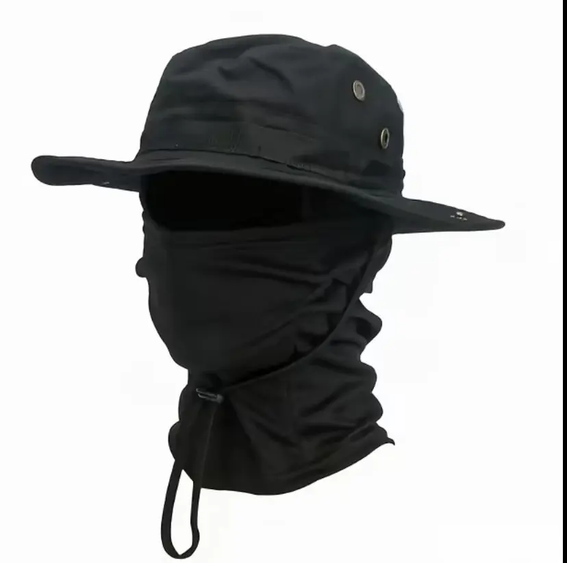 Men's Camouflage Cotton Blend Bucket Hat - Adjustable Sunhat with Windproof Drawstring, Packable Outdoor Fishing Cap, Adjustable Cotton Hat