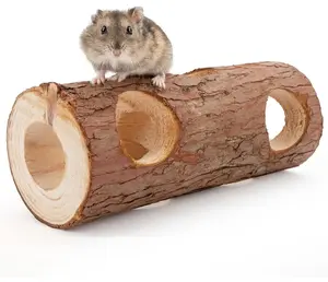 Niteangel Natural Wooden Hamster Mouse Tunnel Tube Toy Forest Hollow Tree Trunk