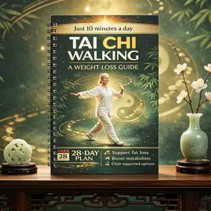 Advanced Spiral Binding Tai Chi Walking Weight Loss Guide, 28-Day Plan, Chair Support, Progress Tracker, Home Fitness, Elderly Health, Daily Guided Journal, Healthy