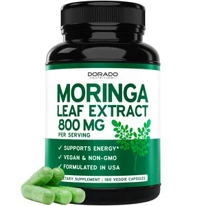 Organic Moringa Capsules 40,000mg – Pure Leaf Extract Supplement – Energy, Skin & Gut Support – Vegan, Non-GMO, Third-Party Tested, USA Made (180 Capsules, 3-Month Supply)