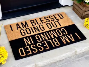 Letter Pattern Door Mat, I Am Blessed Door Mat, Decorative Mat for Home, Household Items, Home Decor, Christian Welcome Mat