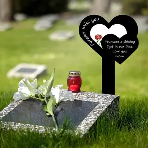 Heart Shaped Grave Marker, 1 Count Outdoor Garden Decoration, Acrylic Grave Marker, Garden Decoration Supplies for Outdoor Yard
