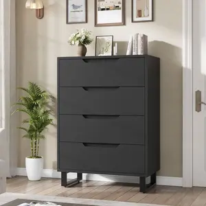 Garvee 4 Dresser for Bedroom, 41.5" Tall Dresser, Freestanding Vertical Drawer Cabinet with Storage, Wooden Closet Storage Chest for Living Room, Hallway, Entryway, Ash Grey