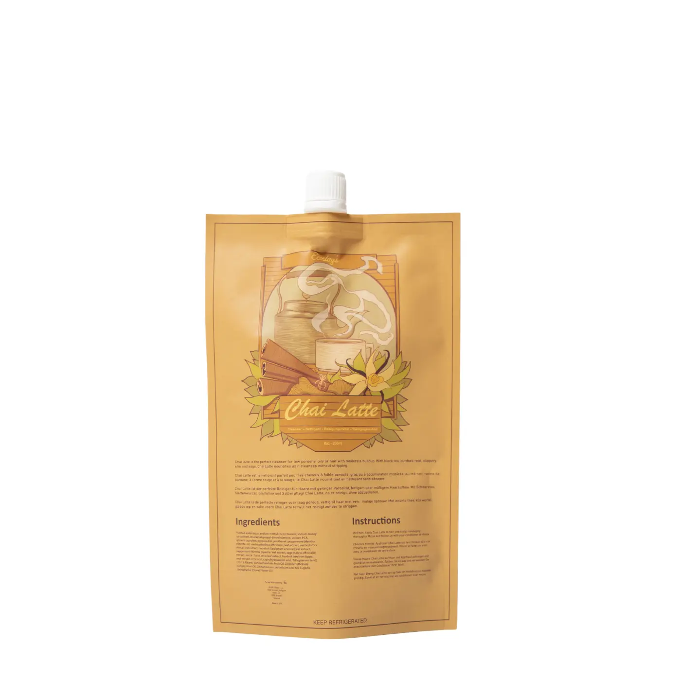 Ecoslay Chai Latte Hair Cleanser – Plant-Based Clarifying Shampoo for Curls & Scalp Health, 8oz Conditioner Haircare Peppermint Cleansing