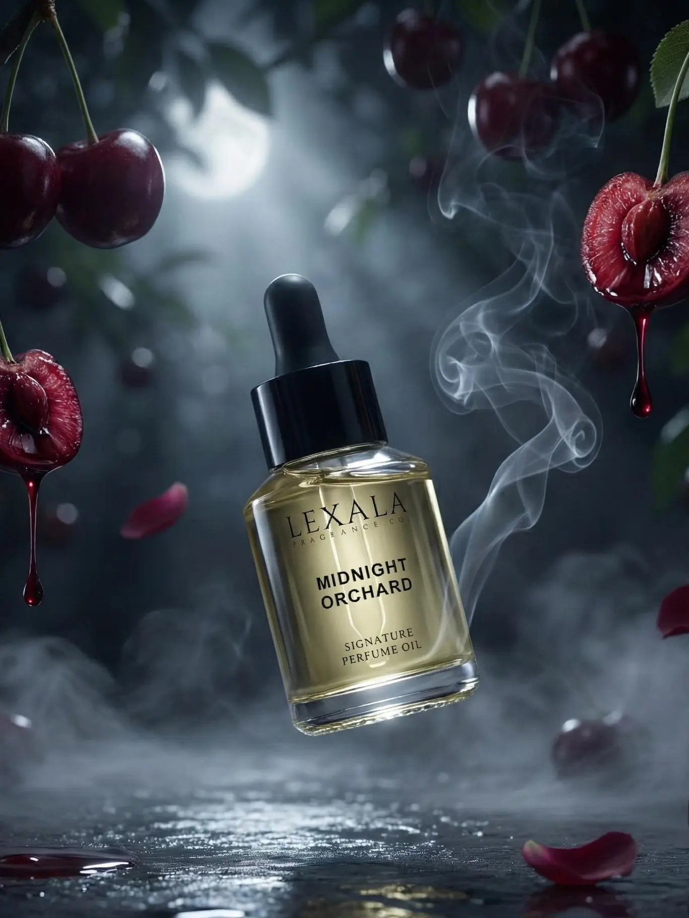 Midnight Orchard Perfume Oil - 30 ml - Women's Fragrance Oil - Palo Santo - Rose Damascena - Black Cherry