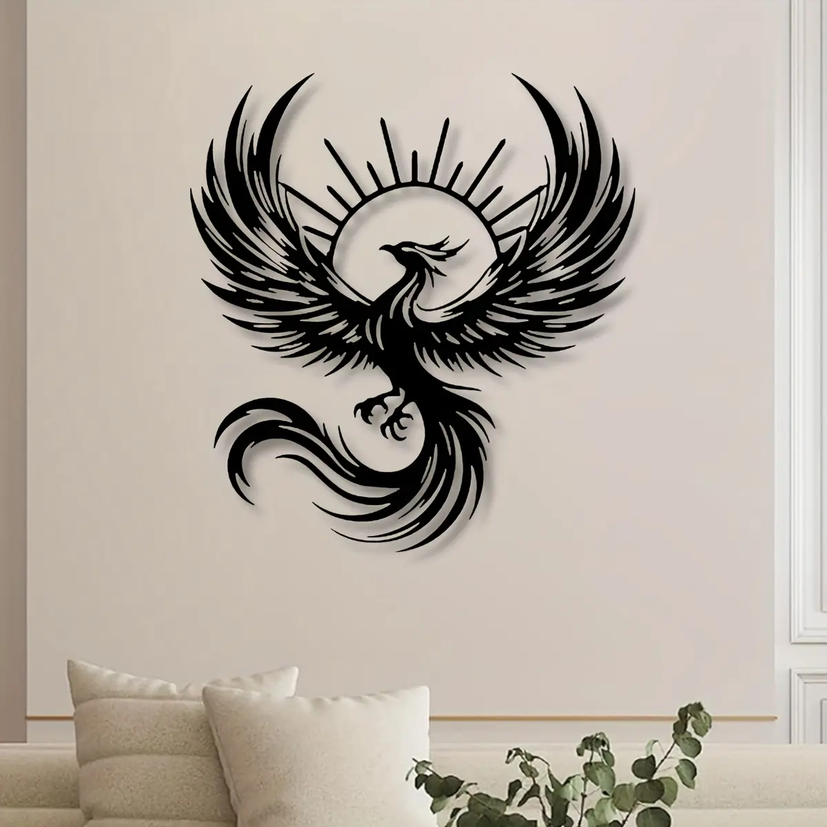Sun Phoenix Metal Wall Art, Wall Art Decoration, Aesthetic Wall Decor, Decorative Artwork, Beautiful Bird and Sun Design, Perfect for Living Room Decor, Garden or Balcony, Ideal Gift