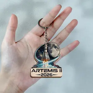 Artemis II 2026 Rocket Launch Acrylic Keychain, Moon Mission Map Keychain, Astronaut Lunar Landing Keychain, Science Lover Gift