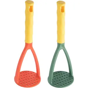 2pcs Manual Potato Masher Non-Scratch Nonstick Potato Pumpkin Ricer Smasher Kitchen Tools for Bean Root Vegetables Fruits Baby Food Avocado (Green+Orange)