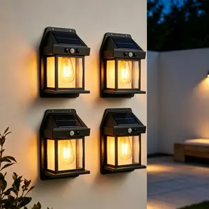Solar Outdoor Wall Lights with Motion Sensor, Waterproof IP65 Garden Security Lighting, 3 Modes Auto Dusk to Dawn, Wireless Decorative Lamp for Patio, Villa, Pathway