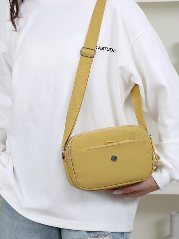 Women's Multifunctional Small Square Bag, Casual Multi-Layer Adjustable Crossbody Shoulder Bag, Lightweight Nylon Commuter Crossbody Bag