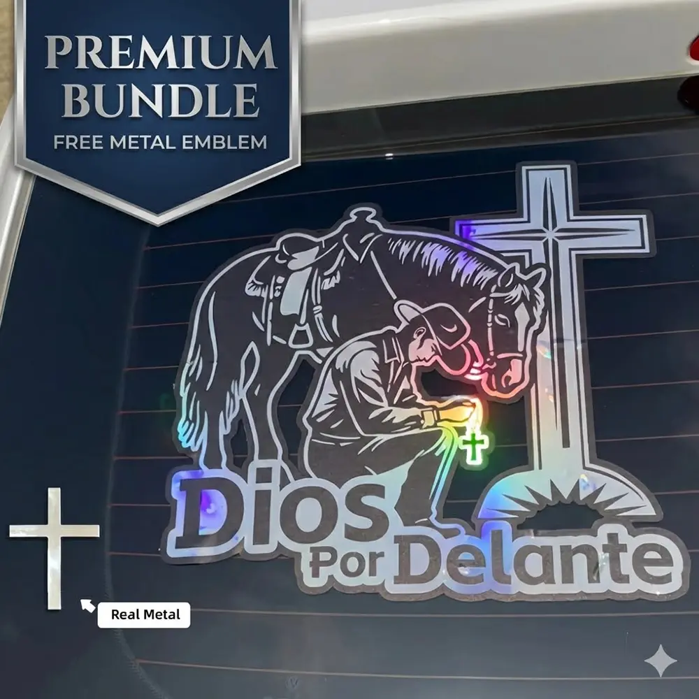 Western Christian 2-Piece Weatherproof Vinyl PVC Car Sticker Set