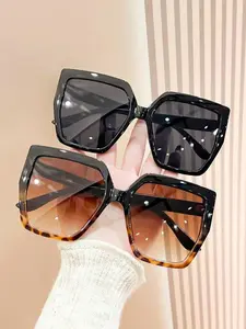Unisex Retro Geometric Frame Glasses, Vintage Sun Glasses, Fashionable Large Frame Eyewear for Travel, Daily Wear, Street Style, Beach, Back-To-School