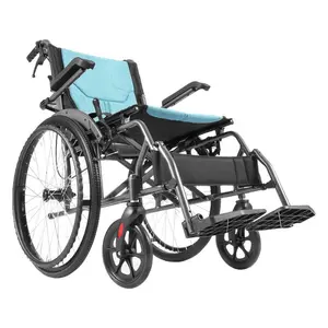 Wheelchair, Durable Aluminum Alloy Ultra-Lightweight Wheelchairs, Portable Wheelchair with Flip-Back Desk-Length Arms, 3-Position Adjustable Footrests, 18-Inch Wide Seat, 250lbs Weight Capacity