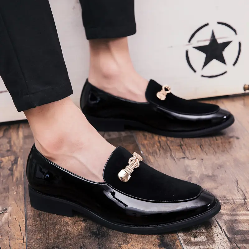 Men’s All-Black Leather Loafers - Slip-On Business Office Shoes, Casual Fashion Shoes, Durable Non-Slip Wear-Resistant Flat Footwear for Business, Leisure, Black Loafers, Below The Ankle Loafers