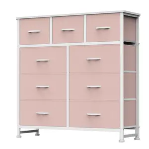 9 Drawers Dresser for Bedroom, Storage Drawers, Fabric Storage Tower  Chest of Drawers with Fabric Bins, Sturdy Metal Frame