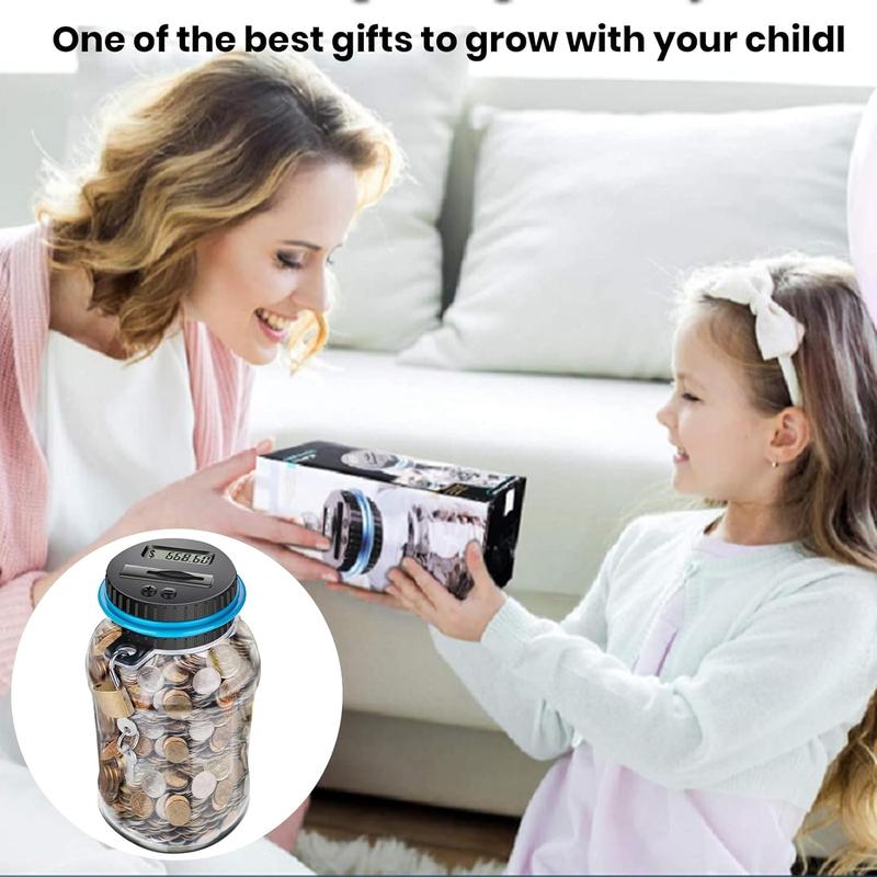 Money Jar with LCD Display,Durable Money Coin Counting Jar,Money Saving Bank,Home Decor,Display Automatic Counting Coin Bank-Perfect Gift for girls and boys,ldeal Gift for Birthday&Valentine's Day
