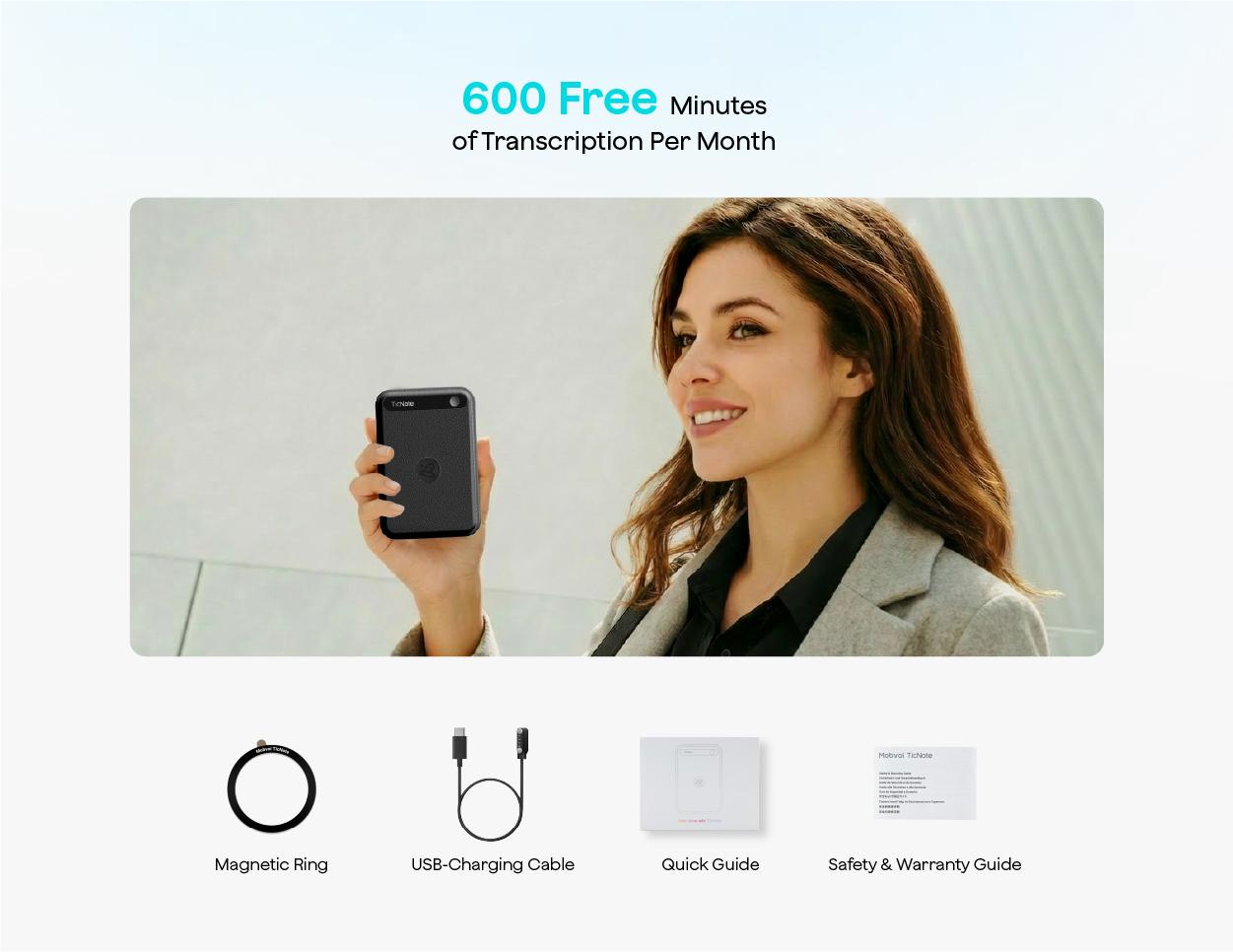 [2026]New Version Mobvoi TicNote Lite AI Voice Recorder, AI Note Taking Device w/Instant Transcribe & Summarize, APP Control, Support 120+ Languages, AI Recorder w/Display for Meeting, Calls,Travels, Remote Work and Immigrantion Situation