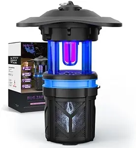 LED Light Mosquito Zapper, Bug Zapper with Fluorescent UV Light, Suction Fan and 1000V Grid Combination, Fly Trap Mosquito Killer for Gnat, Moth, Fruit Flies, Flying Insect (Without Stand)