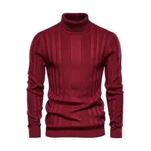 Men’s solid turtleneck sweater, regular fit casual long-sleeve jumper for autumn and winter, men’s knitwear for everyday wear
