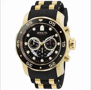 Invicta Mens PRO DIVER SCUBA Chrono Black Dial Elegant Fashion Gold Watch 6981