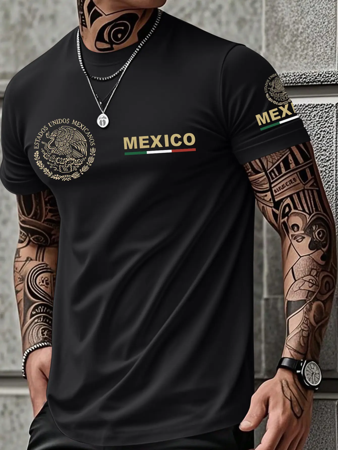 Men’s heavyweight summer loose-fit cotton short-sleeve T-shirt with Mexican-themed print. Trendy, fashionable casual athletic top for men—perfect for summer outfits; a great gift for a boyfriend or brother; suitable for streetwear, commuting, outdoor acti
