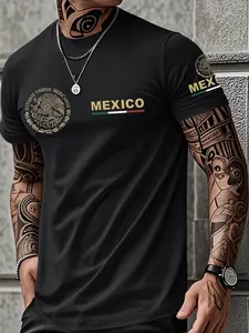 Men’s heavyweight summer loose-fit cotton short-sleeve T-shirt with Mexican-themed print. Trendy, fashionable casual athletic top for men—perfect for summer outfits; a great gift for a boyfriend or brother; suitable for streetwear, commuting, outdoor acti