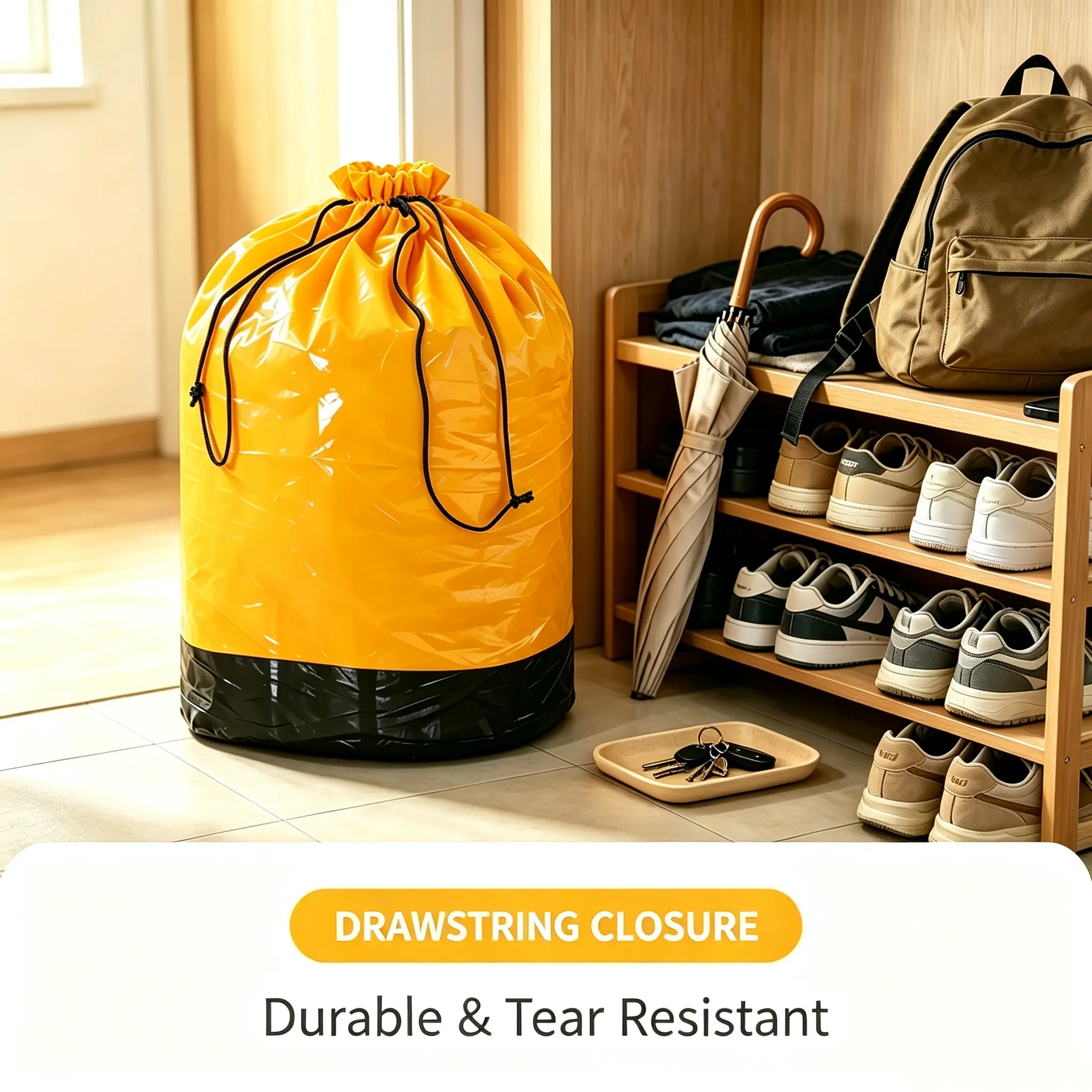 Thickened Drawstring Moving Storage Bag - Large Capacity Tear-Resistant Clothes & Bedding Storage Sack, Waterproof Durable Plastic, Foldable Space-Saving Organizer for Moving, Closet, Laundry