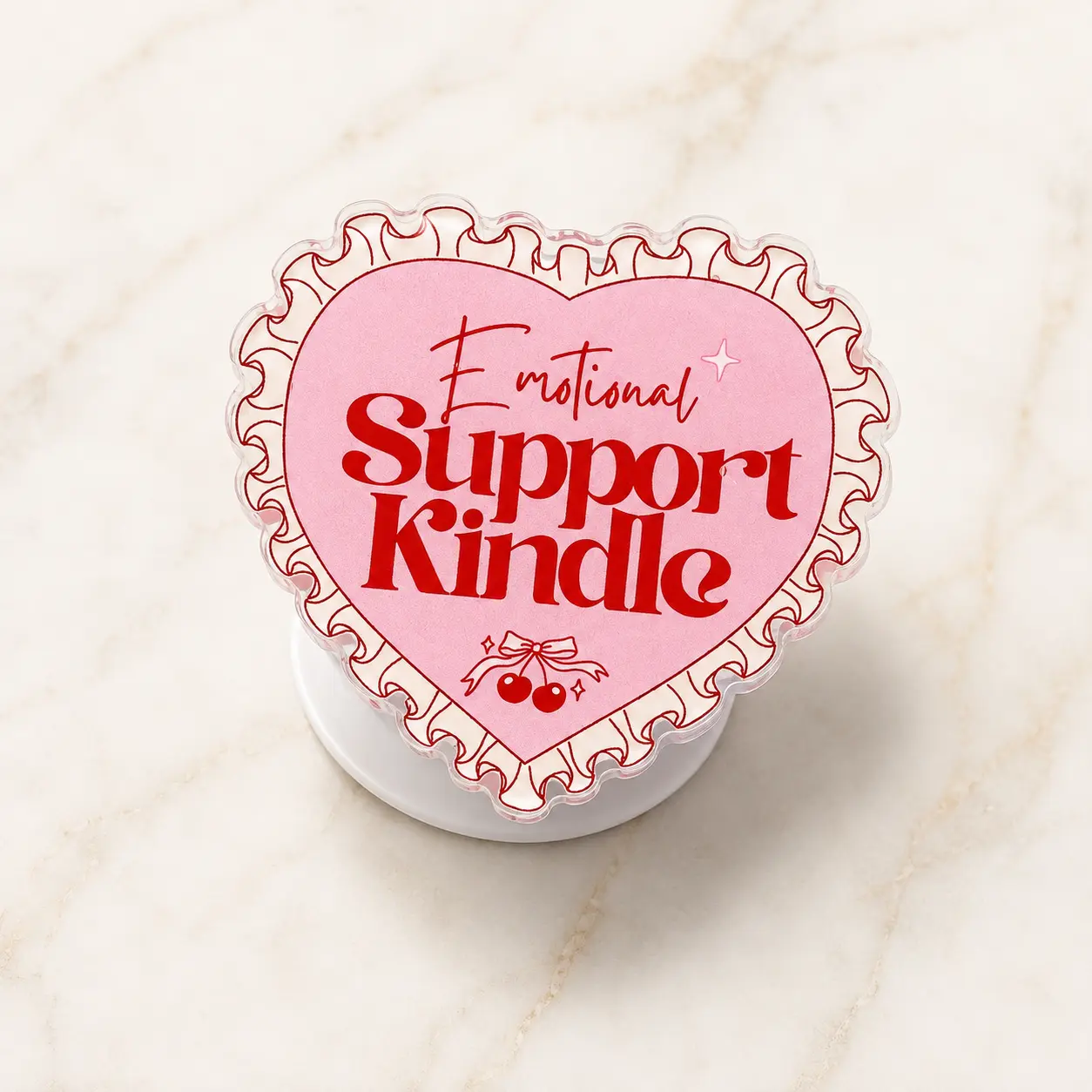 Emotional Support Kindle Pink Heart Magnetic Phone Grip Holder | Cute Bookish Reader Acrylic Phone Stand
