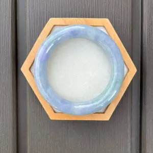 25041-RP Certified Untreated Grade A Jade Bracelet - Round 55mm (Burmese Jadeite Bangle,  Lavender/Blue/Green)
