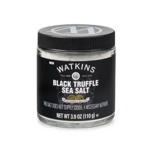 Watkins Specialty Salt, Black Truffle Coarse Blend Flake Sea Salt Flavor, 3.9 oz jar, On Everything Hand Crafted Seasoning Mix Gluten-Free Premium  All-Purpose Seasoning Blend