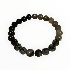 Bracelet Help with Toxic Workplace Environment - 8mm Labradorite Black Onyx Snowflakes Obsidian Beads 6-7.5 Inches with Information Cards
