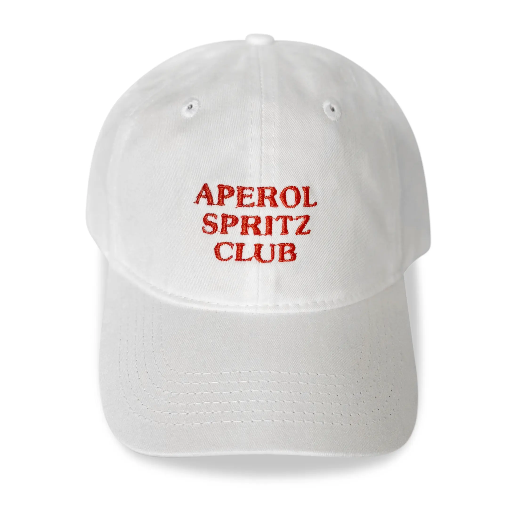 Embroidered Aperol Spritz Club Trucker Hat - 6-Panel Unstructured Design, Adjustable One Size, Aperol-Orange Detailing, Text Print for Brunch Vibes, Beach Days