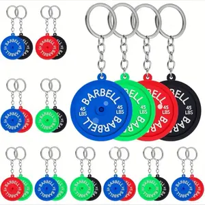 Tondiamo Gym Gifts for Gym Lovers Barbell Keychain Gifts Workout Fitness Gift Silicone Weightlifting Weight Plate Keychain