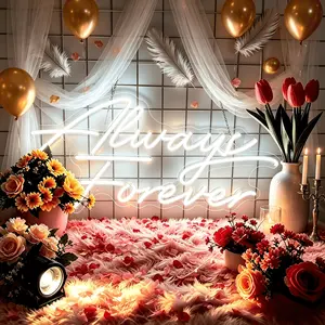 Warm Glow Always  Forever Cursive Neon LED Sign, Perfect for Valentine's Day, Mother's Day, wedding season and Christmas decoration，USB Operated Lawn Wedding Ceremony Backdrop Decor, Perfect Wedding Gift For Bride Groom,  Bedroom Hanging Light