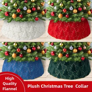2025 New Plush Fluffy Christmas Tree Skirt - Soft Xmas Tree Collar, Holiday Home Decor