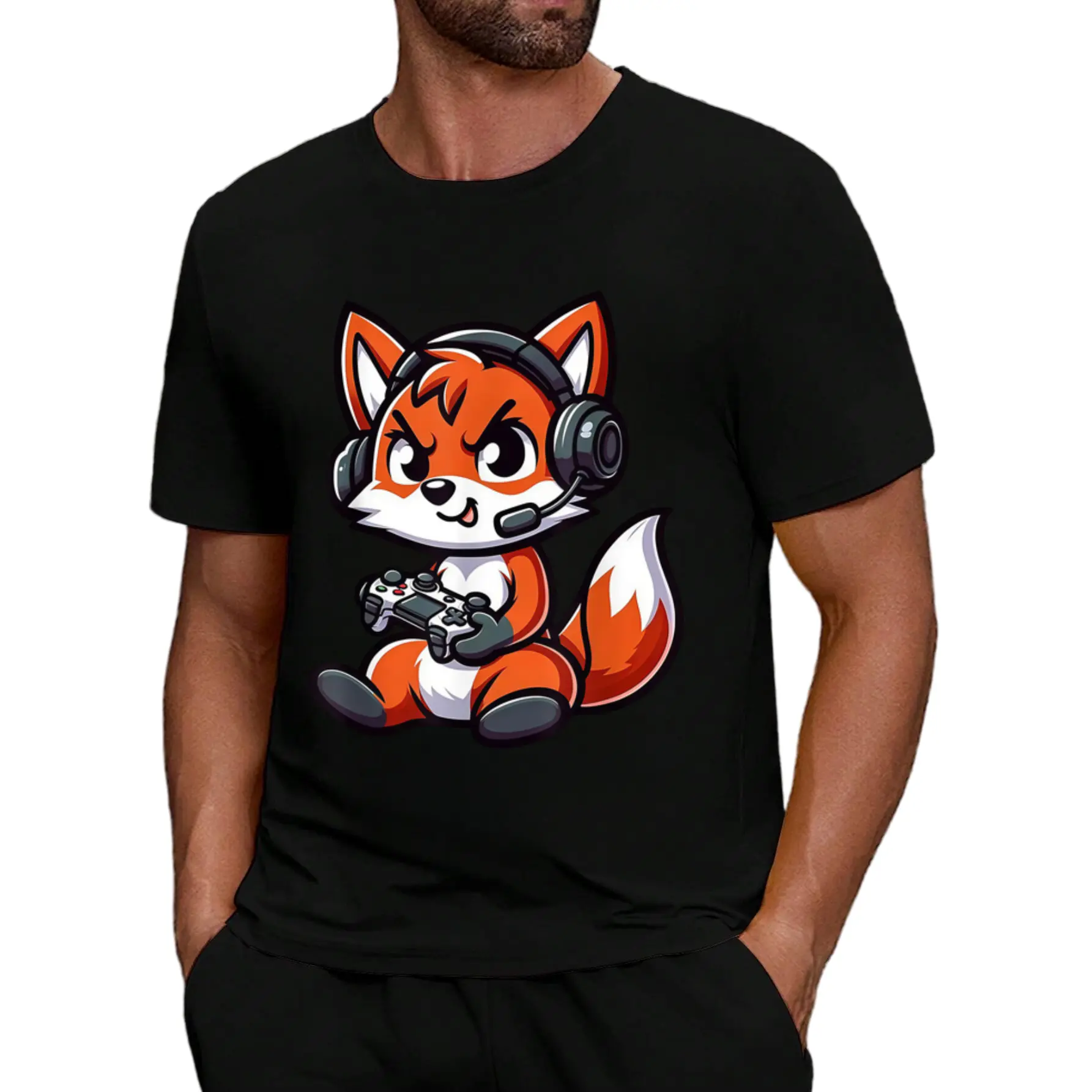 Adorable Red Fox-Themed Video Game T-Shirt for Mens, Made from Soft Cotton And Designed for Everyone These Tees Are Budget-Friendly And Perfect for Daily Use, Making Them an Excellent Gift for Friends Or Loved Ones