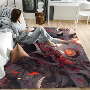 D - Dark Anime Style Floor Mat Soft Flannel Floor Rug Non-Slip Absorbent Doormat for Living Room, Bedroom, Kitchen, Entrance, Bathroom, Home Decor, Anti-Skid Washable Mat, Multiple Sizes, Indoor Outdoor Use, Durable Home Floor Carpet