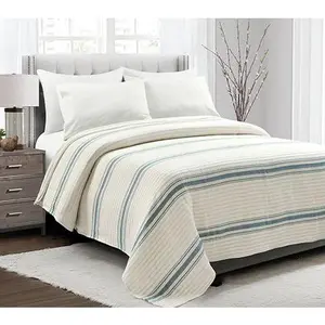 Farmhouse Stripe Kantha Yarn Dyed Cotton Woven FL/QN  Quilt