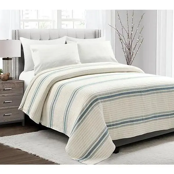 Farmhouse Stripe Kantha Yarn Dyed Cotton Woven FL/QN  Quilt