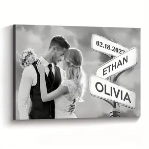 Personalized "I Just Need You" Canvas Photo Print - Custom Couple Wedding Gift, Romantic Street Sign Design, Ethereal Background, Love Graphic, Emotional Quote for Home Decoration, Room Wall Decor Decorative Artwork Artistic