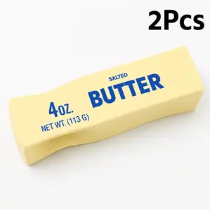(2pc) Butter Bliss Slow-Rise Squishy Toy – Realistic Butter Stick Fidget, Super Soft Sensory Stress Relief Toy, Cute ASMR Squish, Slow Rising Kawaii Desk Toy, Anxiety Relief Gift, Satisfying Squeeze Toy for Relaxation