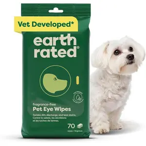 Vet-Developed Pet Eye Wipes, Hypoallergenic Cleaner for Dogs & Cats Eyes to Remove Dirt & Discharge, Fragrance Free, 70 Count