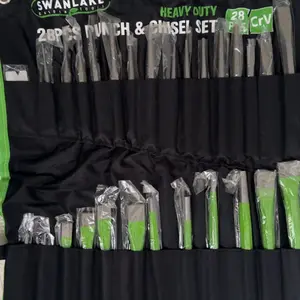 SWANLAKE Punch and Chisel Set, Including Taper Punch, Cold Chisels, Pin Punch, Center Punch (28pcs) green  rubber tool kit repair tool chisel set tool gift cool mechanic TikTokShopBlackFriday