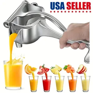 Large Capacity Manual Citrus Juicer, Stainless Steel Glass Material, Ergonomic Handle, No Plug Needed, Home Fresh Lemon Squeezer, Manual Juicers, Vegetables Juice Extractor