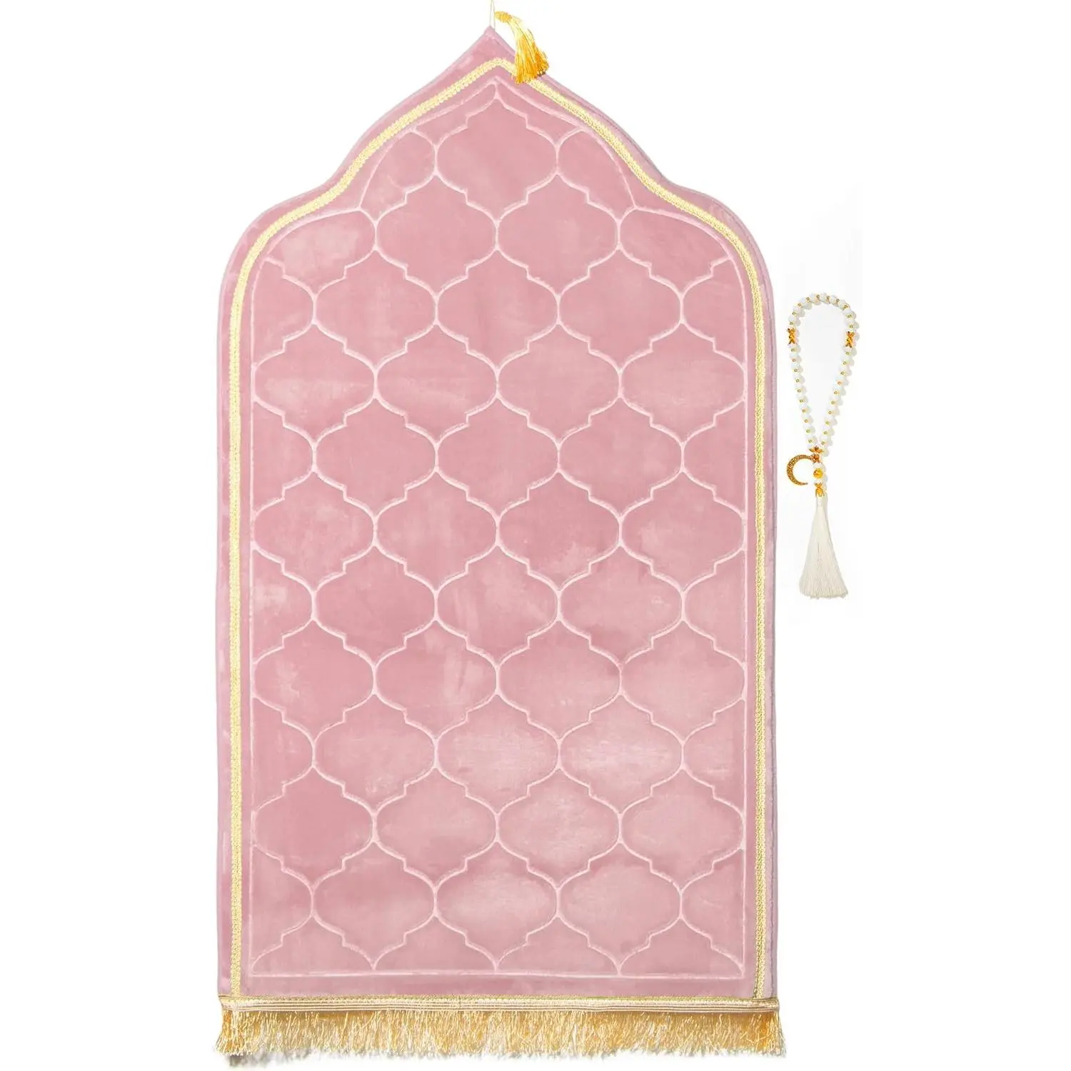 Muslim Prayer Rug with Tasbih Prayer Beads, Soft Memory  Prayer Matt Islam, Padded Islamic Prayer Mat Thick for Men and Women, Janamaz, Sajadah (25.6" x 43.3", )