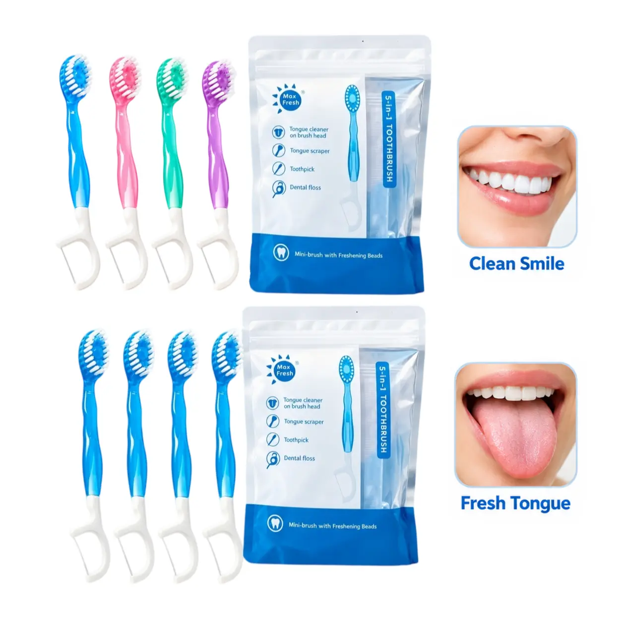 Ready-to-Use Mini Travel Toothbrush with Pre-Applied Butter Coating for Gums and Toothpick, Fluoride-Free, No Rinsing Required, Individually Wrapped, 26 Count