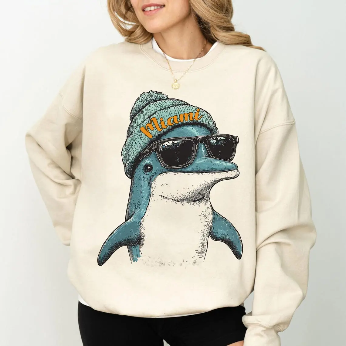 Old School Miami Dolphin Sweatshirt, Football Sweatshirt For Woman, Gift For Fan, Game Day T-shirt