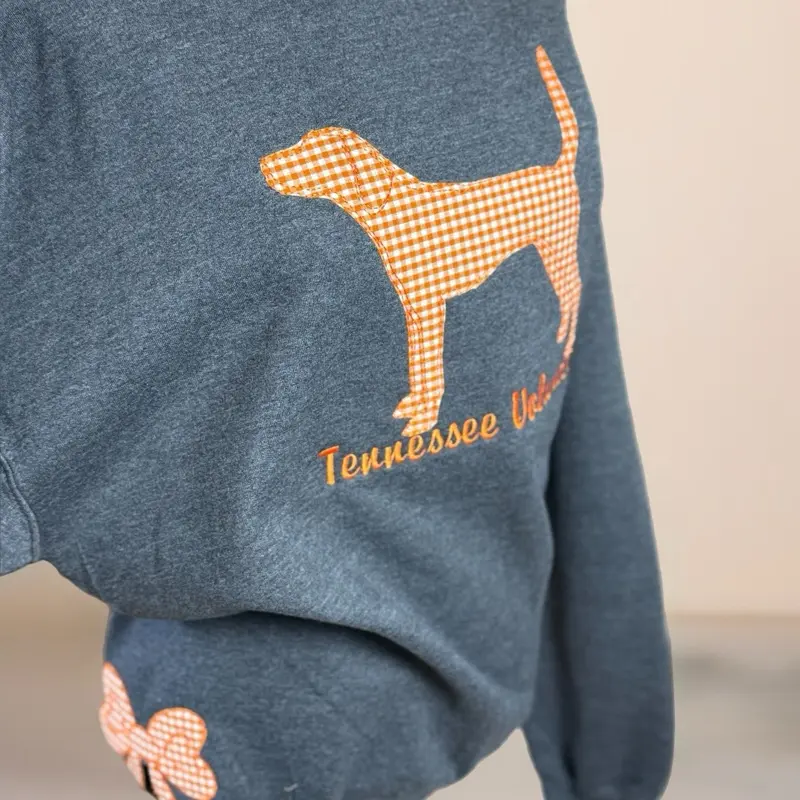 Applique Embroidered Sweatshirt with side Bows, Embroidery Design, Available in Multiple Teams, Styles and Colors Casual Hoodie Womenswear