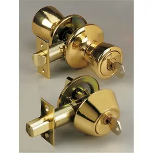 Home Plus LA2140 Apex Tulip Style Entry Lock with Handle Doorknobs & Single Cylinder Deadbolt