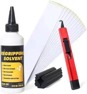 Golf Grip Kit for Regripping Golf Clubs - Come with 15 Golf Grip Double Sided Tape Strips, 5oz Grip Solvent, Hook  & Rubber Vise Clamp - Professional Quality Golf Grip Kit